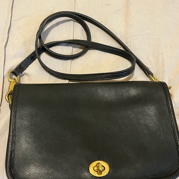 Coach Black Leather Crossbody Penny  Bag - Picture 1 of 14
